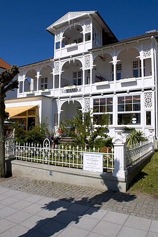 Resort architecture on Wilhelmstrasse, Miramar, Baltic Sea resort town of Sellin, Isle of Ruegen, Mecklenburg-Western Pomerania, Germany, Europe