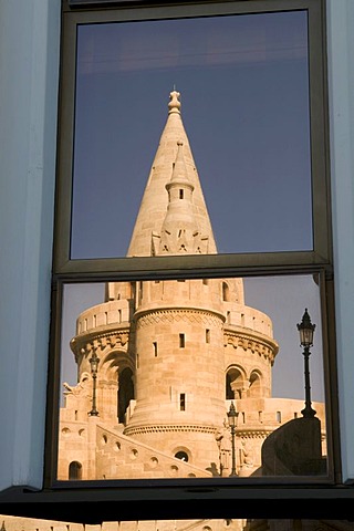 Reflection of the Fishermen's Bastion, Budapest, Hungary, Europe