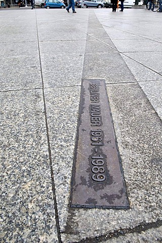 Former course of the Berlin Wall at Potsdamer Platz, Berlin, Germany, Europe