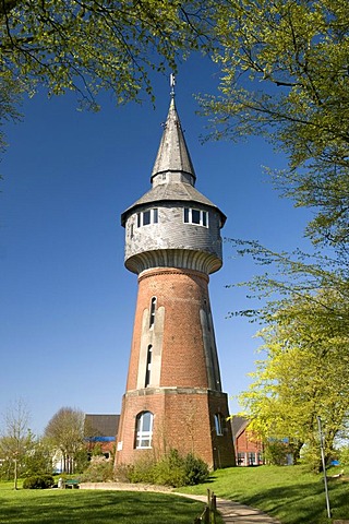 Water tower in the castle gardens, Husum, North Sea, North Friesland, Schleswig-Holstein, Germany, Europe