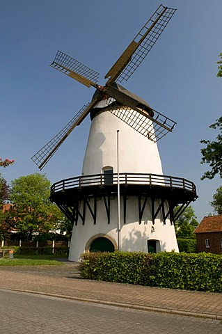 Smock windmill, Glandorf, Osnabruecker Land region, Lower Saxony, Germany, Europe