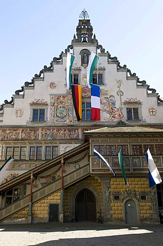 Old town hall in the old town, Lindau, Lake Constance, Bavaria, Germany, Europe