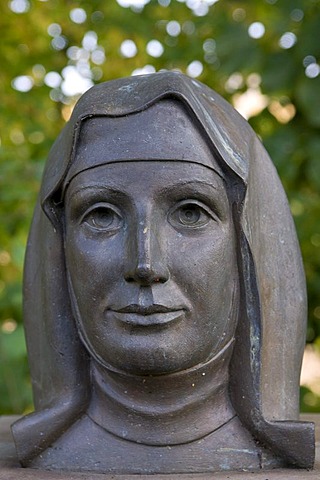 Bust of Sister Mary of the Divine Heart, born Countess von Droste Vischering, 1863-1899, Mother Superior in Porto, Portugal, beatified in 1975, Luedinghausen, Muensterland region, North Rhine-Westphalia, Germany, Europe