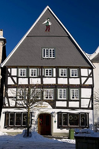 Ratskeller in on the Alter Markt square in the old town of Arnsberg, Sauerland region, North Rhine-Westphalia, Germany, Europe