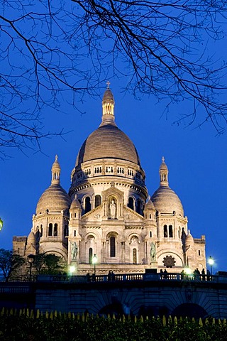 Sacre Coeur at night, Montmartre, Paris, France, Europe