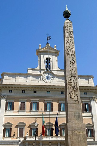 Obelisk and Palazzo di Montecitorio palace in the Piazza di Montecitorio square, Rome, Italy, Europe