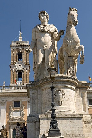 Castor and Pollux statues on the Capitoline Hill, Rome, Italy, Europe