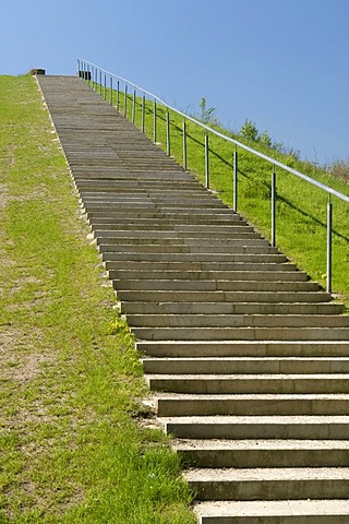 Staircase to the lookout point in the Nordsternpark, Route der Industriekultur Route of Industrial Heritage, Gelsenkirchen, Ruhrgebiet region, North Rhine-Westphalia, Germany, Europe