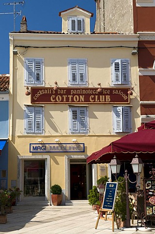 Cafe and restaurant in the historic town of Porec, Istria, Croatia, Europe