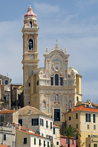 Baroque church of San Giovanni Battista in the historic town, Cervo, Riviera, Liguria, Italy, Europe