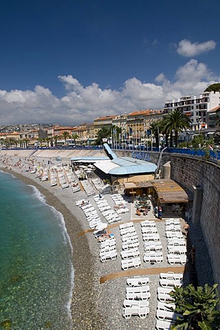 View of Nice and beach, Nice, Cote d'Azur, Provence, France, Europe