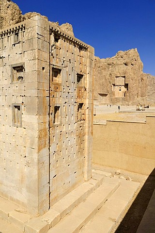 Kaba-ye Zardosht at the Achaemenid burial site Naqsh-e Rostam, Rustam near the archeological site of Persepolis, UNESCO World Heritage Site, Persia, Iran, Asia