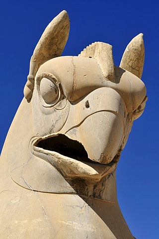 Bird of prey shaped capital at the Achaemenid archeological site of Persepolis, UNESCO World Heritage Site, Persia, Iran, Asia