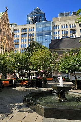 Small square at Cathedral Christ Church, Montreal, Quebec, Canada, North America