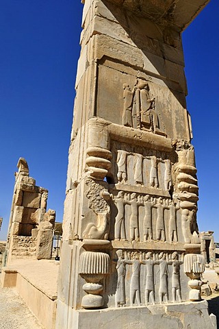 Bas-relief at the Achaemenid archeological site of Persepolis, UNESCO World Heritage Site, Persia, Iran, Asia