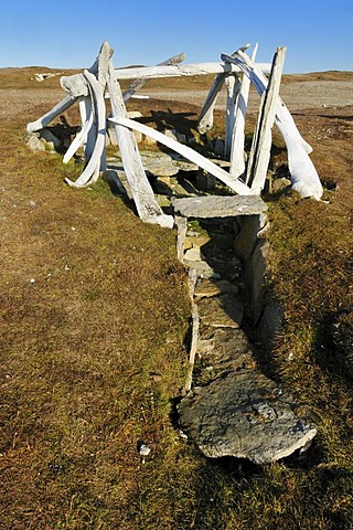 Historic Inuit house from the Thule culture made out of whale bones, Resolute Bay, Cornwallis Island, Northwest Passage, Nunavut, Canada, Arctic