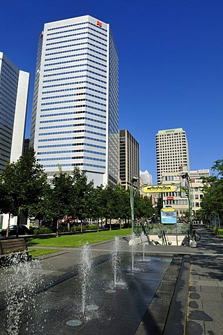 Fountain at Place Jean-Paul-Riopelle, Montreal, Quebec, Canada, North America