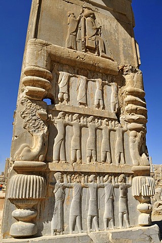 Bas-relief at the Achaemenid archeological site of Persepolis, UNESCO World Heritage Site, Persia, Iran, Asia