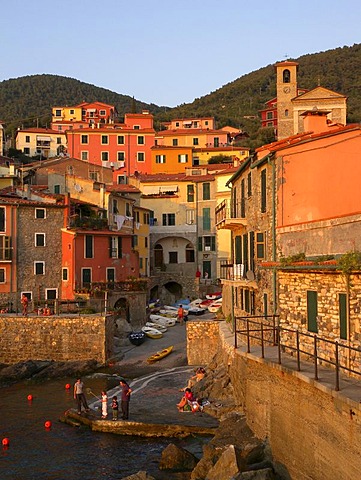 View on Tellaro on the sea, port, Tellaro, Riviera, Liguria, Italy, Europe