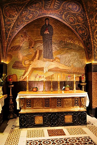 Altar next to the Golgotha, the place where Christ supposedly died on the Cross, Church of the Holy Sepulchre, Jerusalem, Israel, Middle East, Orient