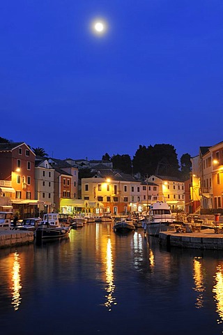 Port at night in Veli Losinj, Croatia, Europe