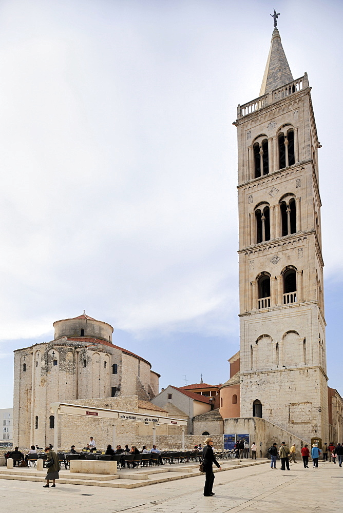 Church of St. Donatus and the campanile of the Cathedral of St. Anastasia in Zadar, Croatia, Europe