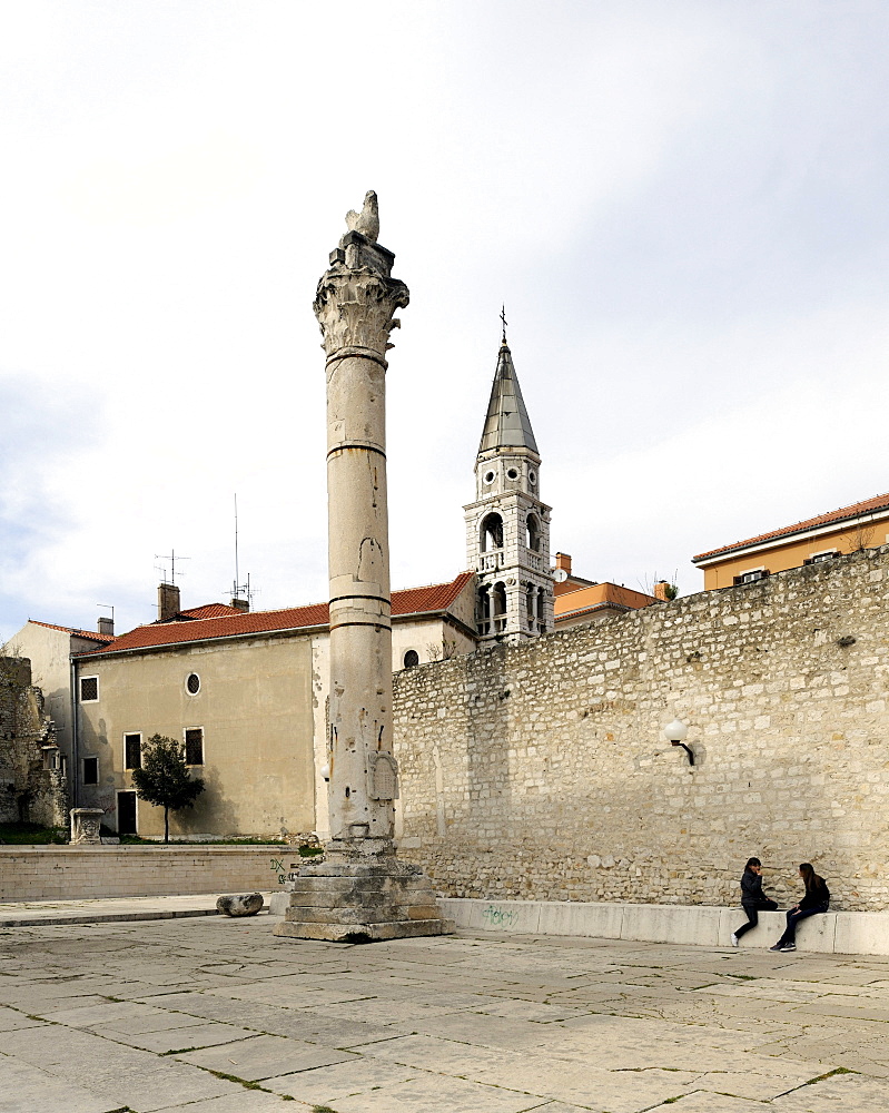 Roman column at the Forum in Zadar, Croatia, Europe