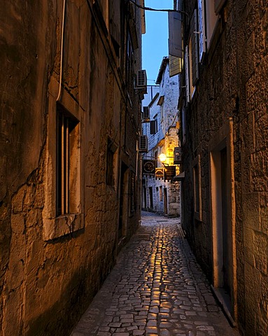Night in the streets of Trogir, Croatia, Europe