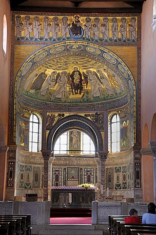 Ciborium from the 12th Century and mosaics from the 6th Century, Euphrasian Basilica in Porec, Croatia, Europe