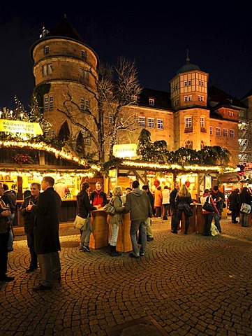 Christmas market, Altes Schloss castle, Stuttgart, Baden-Wuerttemberg, Germany, Europe