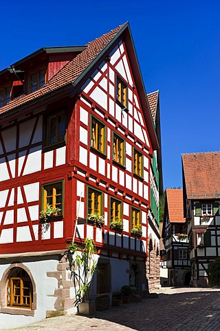The Hintere Staedtle part of the town center, half-timbered houses, Schiltach, Black Forest, Baden-Wuerttemberg, Germany, Europe