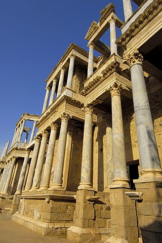 Ruins, theater in the old Roman city Emerita Augusta, Ruta de la Plata, Merida, Badajoz province, Spain, Europe