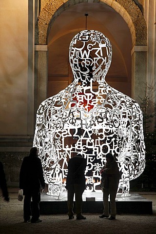 "We", sculpture by Jaume Plensa, iron letters collage, painted, Residenzgalerie art gallery at the cathedral, Salzburg, Austria, Europe