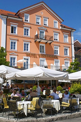 Hotel Reutemann on the waterfront in Lindau, Lake Constance, Bavaria, Germany, Europe