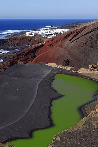 Lago verde, Green Lagoon, Charco de los Ciclos, El Golfo, Lanzarote, Canary Islands, Spain, Europe