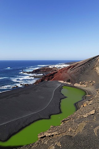 Lago verde, Green Lagoon, Charco de los Ciclos, El Golfo, Lanzarote, Canary Islands, Spain, Europe