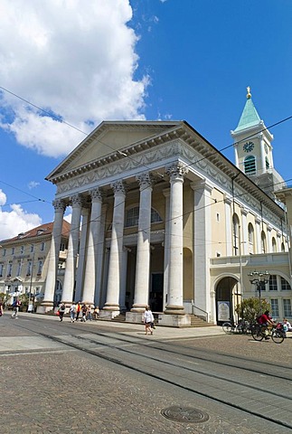 Protestant city church of Karlsruhe, cathedral, built after plans by Friedrich Weinbrenner and Grand Duke Karl Friedrich of Baden, Karlsruhe, Baden-Wuerttemberg, Germany, Europe