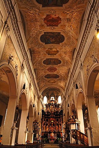 Kirche Unsere liebe Frau Church of Our Lady or Obere Pfarre church, Gothic building, interior, remodelled in the Baroque style, 18th century, Eisgrube 4, Bamberg, Upper Franconia, Bavaria, Germany, Europe