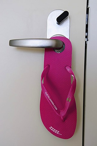 Flipflop on a doorknob, Clevelander Hotel, Miami South Beach, Art Deco district, Florida, USA