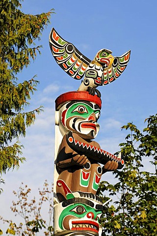 Totem pole in Stanley Park, Vancouver, British Columbia, Canada