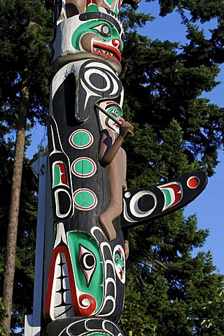 Totem pole in Stanley Park, Vancouver, British Columbia, Canada