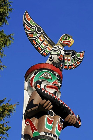 Totem pole in Stanley Park, Vancouver, British Columbia, Canada