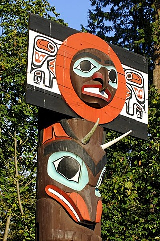 Totem pole in Stanley Park, Vancouver, British Columbia, Canada