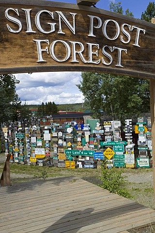 Famous Alaska Highway Sign Post Forest in Watson Lake, Yukon Territory, Canada