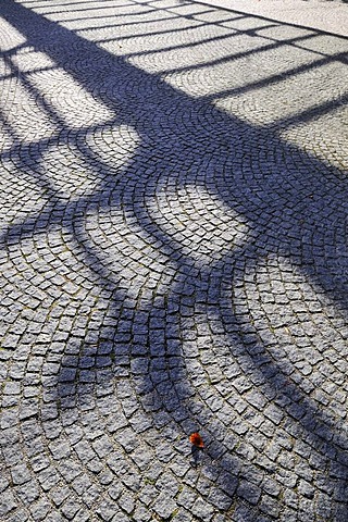 Paved courtyard, paving stones, Munich, Bavaria, Germany, Europe