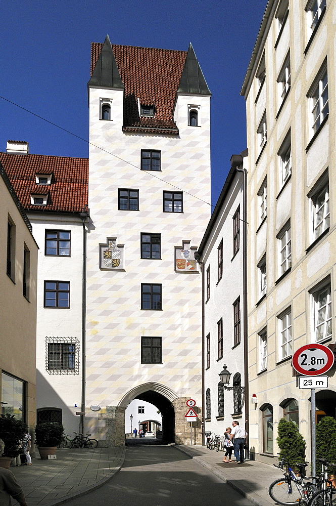 Gate and tower, Alter Hof, Munich, Bavaria, Germany, Europe