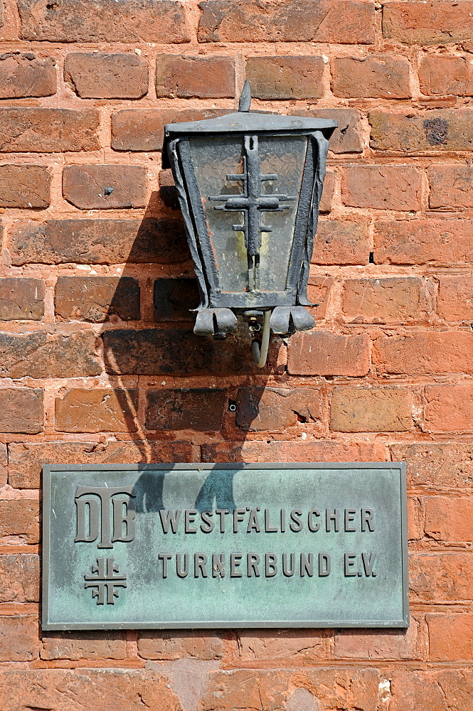 Westfaelischer Turner Bund, WTB, Westphalian gymnastics association, conference center, sign, Oberwerries Castle, Hamm, Muensterland region, North Rhine-Westphalia, Germany, Europe