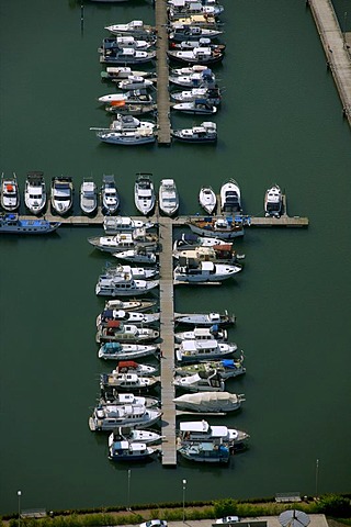 Aerial photo, marina, Datteln-Hamm Canal, harbour, inland waterways, Bergkamen, Ruhr area, North Rhine-Westphalia, Germany, Europe