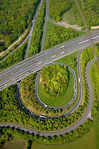 Aerial photo, A2 and A31 Friesenspiess motorway junction, Bottrop, Ruhrgebiet area, North Rhine-Westphalia, Germany, Europe