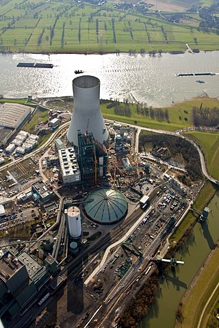 Aerial photo, Evonik Steag coal-fired power station, Walsum, Rhein, Duisburg, Ruhr area, North Rhine-Westphalia, Germany, Europe